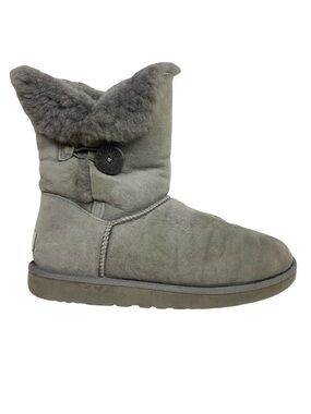 Ugg Bailey Button Boot Womens Size 10 Suede Fur Gray Boots Shoes Booties Grey